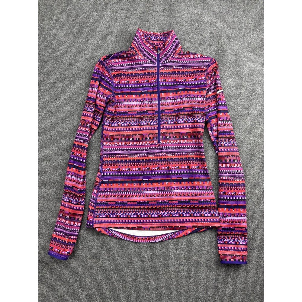 Nike Pro Pullover Womens Small Purple Pink Dri-FIT Quarter Zip Running Geometric